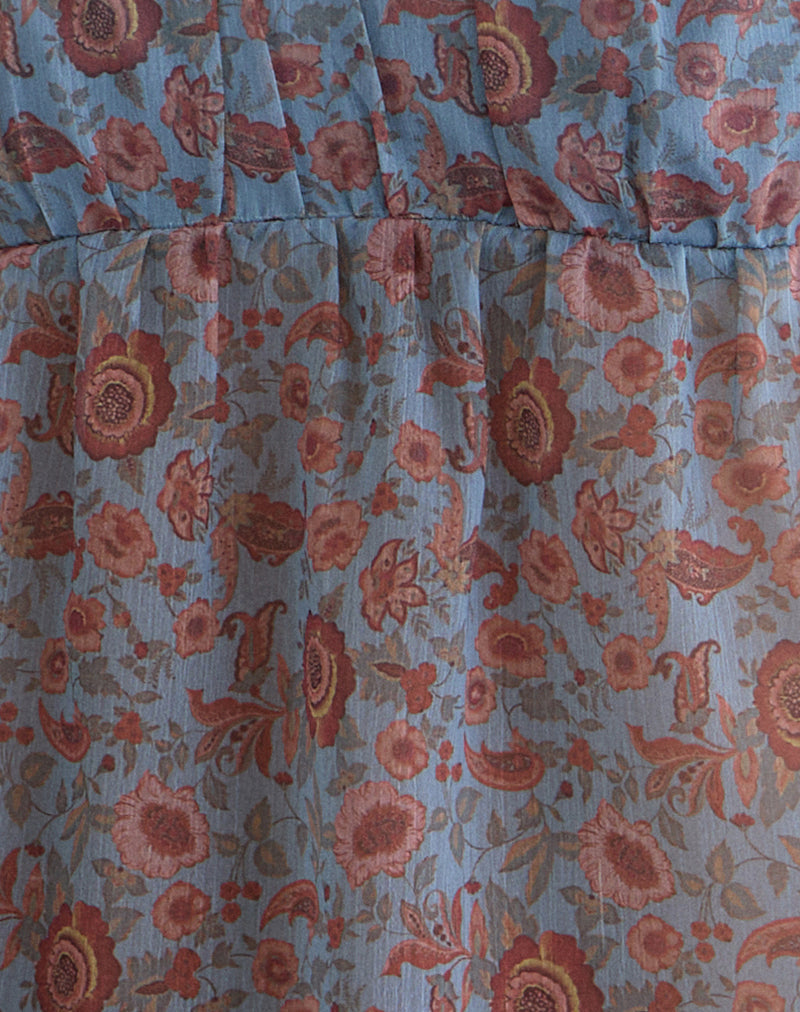 Women's Chiffon Cami Flowy Top with Sweetheart Neckline in Blue for Everyday Wear