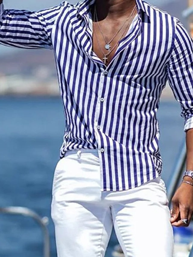 Casual Collection | Men's Shirt with Long Sleeves & Striped Design | Comfortable Fit for Everyday Wear