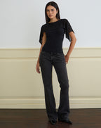 Women's Rayon Jersey Fashion Fitted Top in Black for Everyday Wear