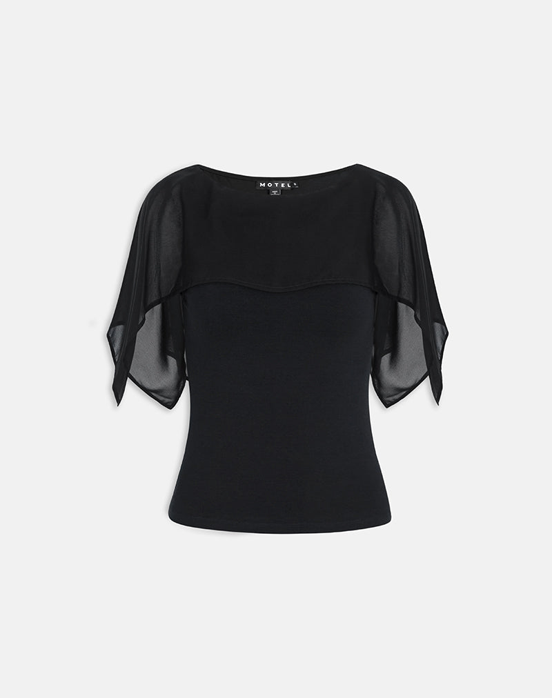 Women's Rayon Jersey Fashion Fitted Top in Black for Everyday Wear