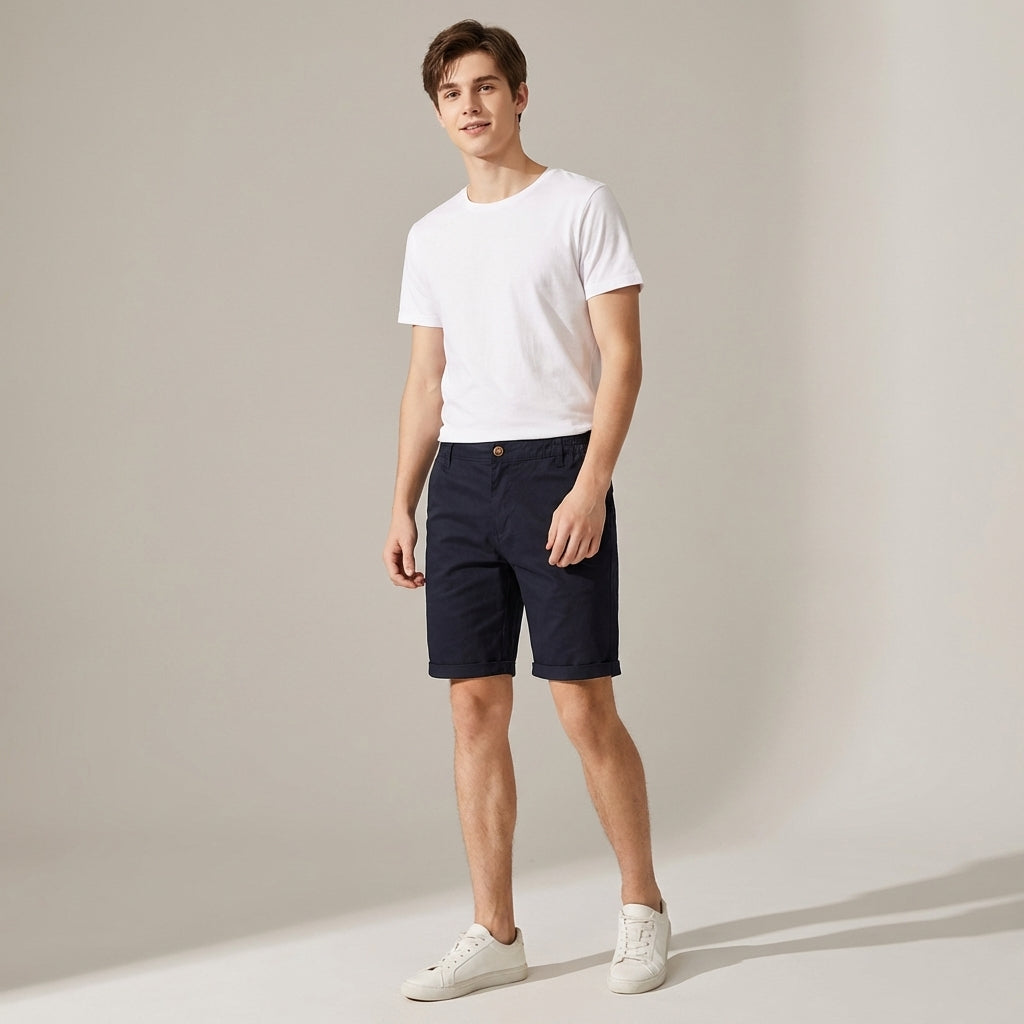 Classic Casual Shorts for Men with Stretch Waistband | Comfortable Cotton Blend for All-Day Wear