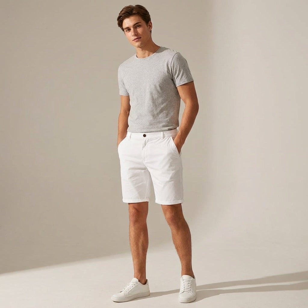 Classic Casual Shorts for Men with Stretch Waistband | Comfortable Cotton Blend for All-Day Wear