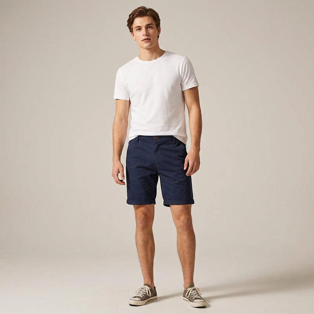 Classic Casual Shorts for Men with Stretch Waistband | Comfortable Cotton Blend for All-Day Wear
