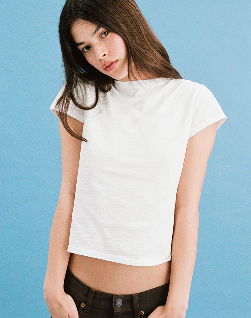 Women's Fitted Tee with Crew Neckline in Ivory for Everyday Wear