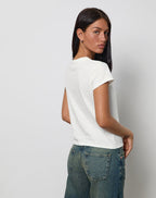 Women's Fitted Tee with Crew Neckline in Ivory for Everyday Wear