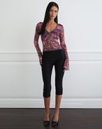 Women's Lace Fashion Top with V-Neckline in Plum for Everyday Wear