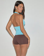 Women's Halterneck Slim Top in Blue for Everyday Wear