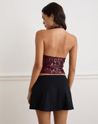 Women's Sequin Shift Midi Dress with V-Neckline in Red for Everyday Wear