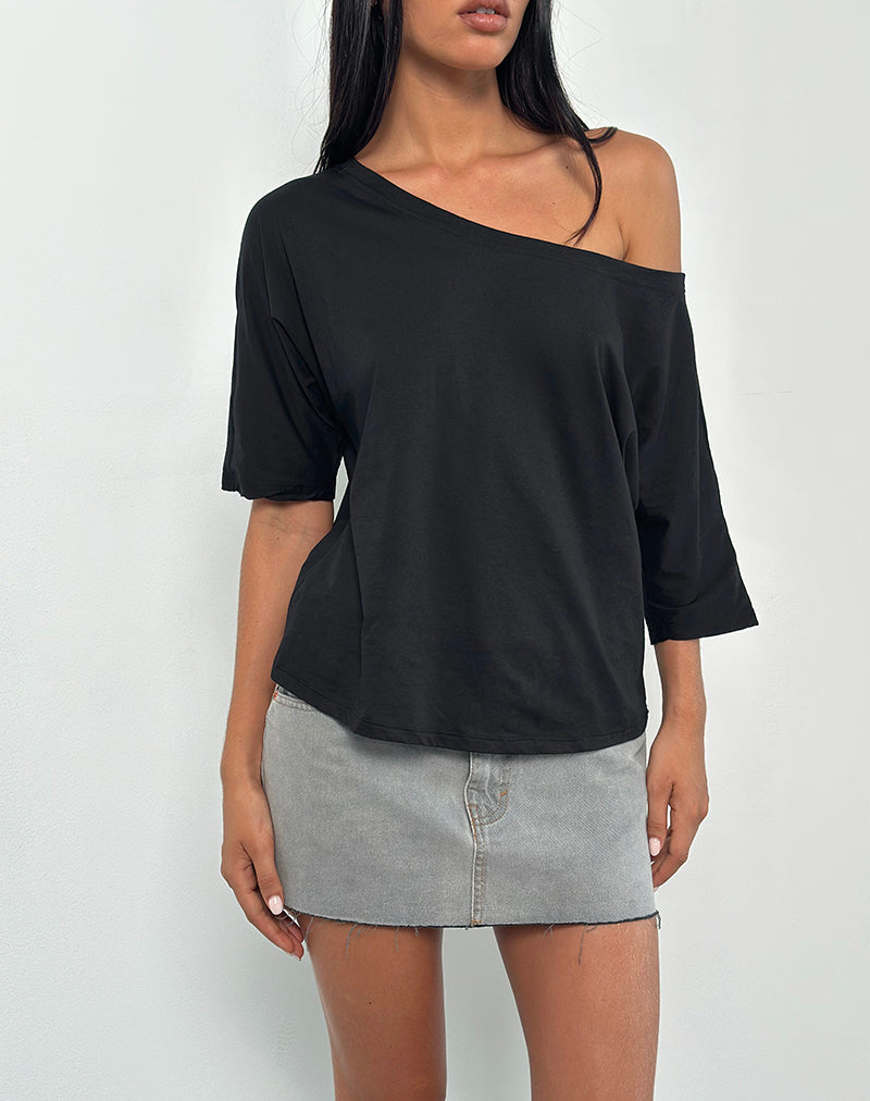 Women's Cotton Shift Midi Dress in Black for Everyday Wear