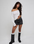 Women's Denim Shift Midi Dress with Asymmetric Neckline in Ivory for Everyday Wear