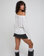 Women's Denim Shift Midi Dress with Asymmetric Neckline in Ivory for Everyday Wear