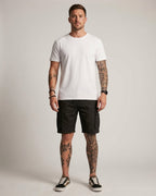 Men's Cargo Shorts with Adjustable Waist & Utility Pockets | Black Casual Fit for Everyday Comfort
