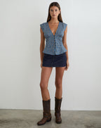 Women's Denim Shift Midi Dress in Blue for Everyday Wear