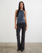 Women's Jersey Halterneck Relaxed Top in Grey for Everyday Wear