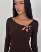 Women's Jersey Long Sleeve Top in Chocolate for Everyday Wear