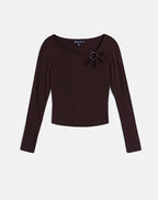 Women's Jersey Long Sleeve Top in Chocolate for Everyday Wear