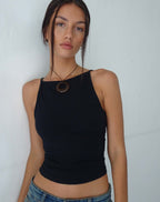 Women's Stretch Lycra Sleeveless Vest Cropped Top with Crew Neckline for Special Occasions