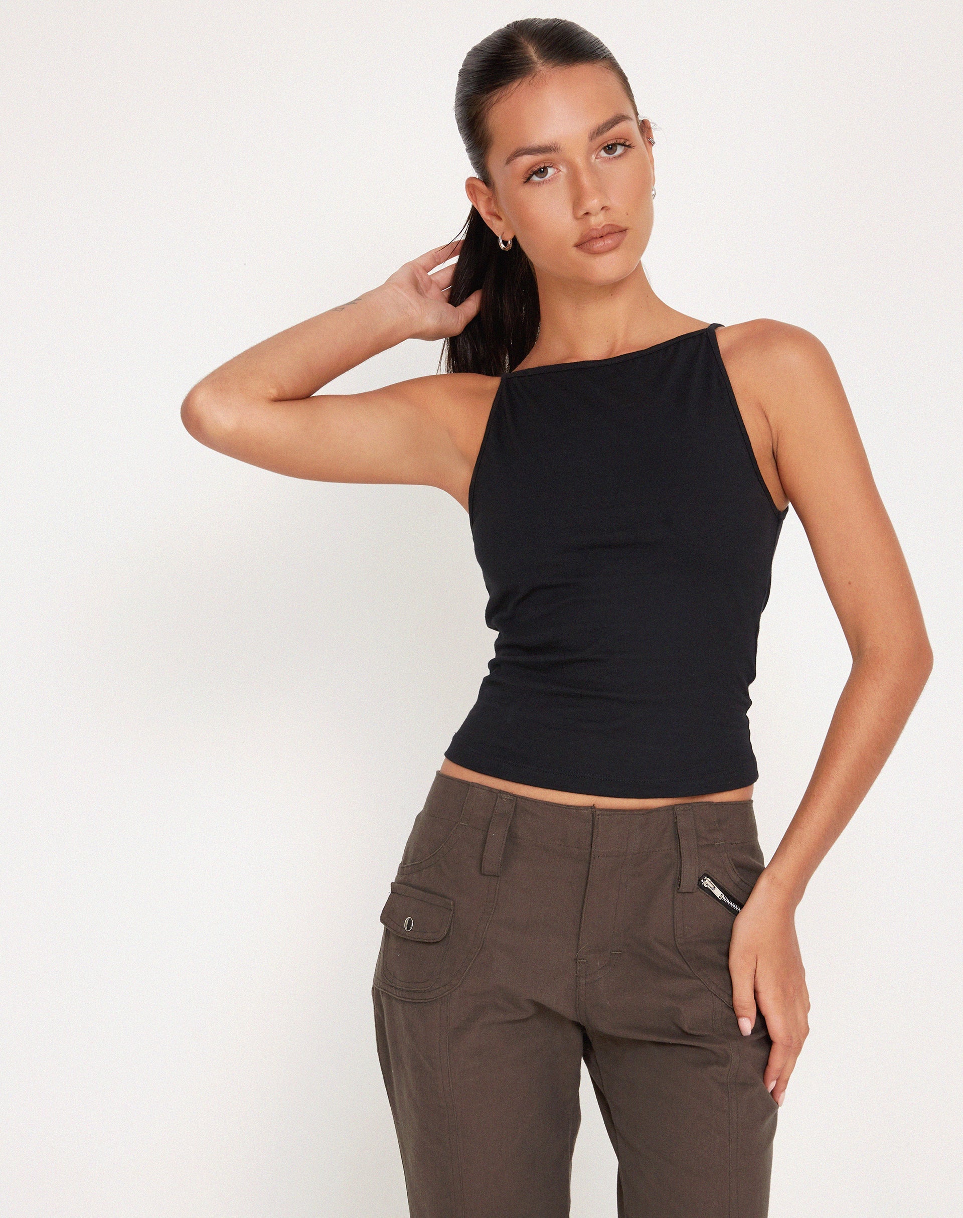 Women's Stretch Lycra Sleeveless Vest Cropped Top with Crew Neckline for Special Occasions