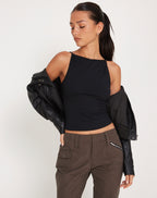 Women's Stretch Lycra Sleeveless Vest Cropped Top with Crew Neckline for Special Occasions