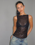 Women's Sheer Mesh Cami Bodycon Top in Black for Everyday Wear
