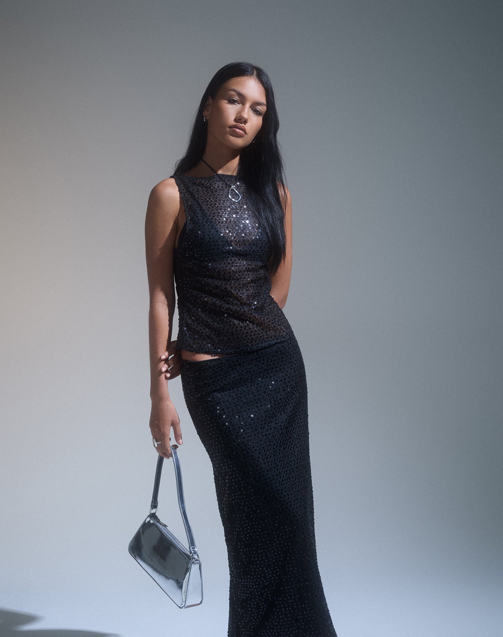 Women's Sheer Mesh Cami Bodycon Top in Black for Everyday Wear