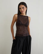 Women's Knit Sleeveless Vest Top in Sequin for Everyday Wear