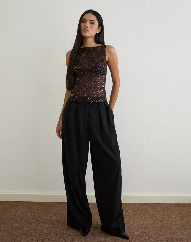 Women's Knit Sleeveless Vest Top in Sequin for Everyday Wear
