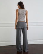 Women's Knit Sleeveless Vest Top with Crew Neckline in Silver for Everyday Wear