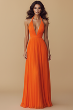 Elegant Collection | Black Maxi Dress with Deep V-Neck & Open Back | Flattering Silhouette for Formal Events