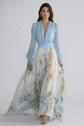 Elegant Collection | Long Sleeve Maxi Dress with Sheer Sleeves | Flattering Fit for Effortless Style