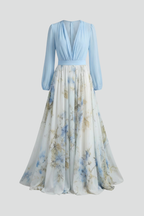 Elegant Collection | Long Sleeve Maxi Dress with Sheer Sleeves | Flattering Fit for Effortless Style