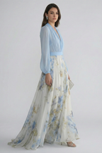 Elegant Collection | Long Sleeve Maxi Dress with Sheer Sleeves | Flattering Fit for Effortless Style