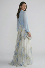 Elegant Collection | Long Sleeve Maxi Dress with Sheer Sleeves | Flattering Fit for Effortless Style