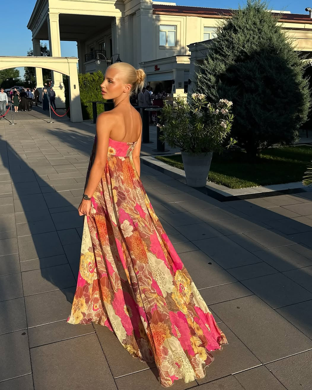 Elegant Floral Maxi Dress with Pleated Design | Women's Summer Dresses for Weddings