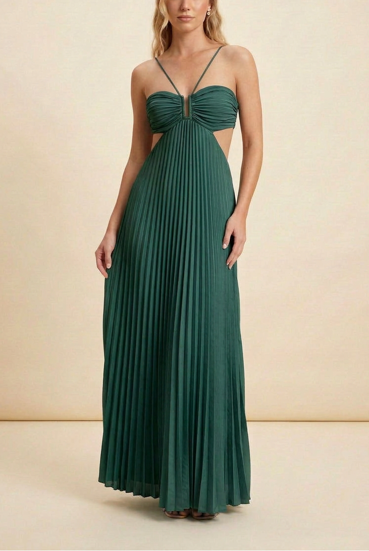 Elegant Maxi Dress Long Dress with Pleated Bodice | Perfect for Formal Events