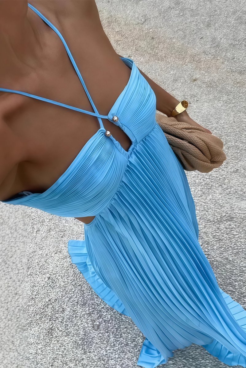 Elegant Maxi Dress Long Dress with Pleated Bodice | Perfect for Formal Events