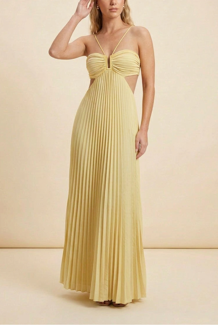 Elegant Maxi Dress Long Dress with Pleated Bodice | Perfect for Formal Events