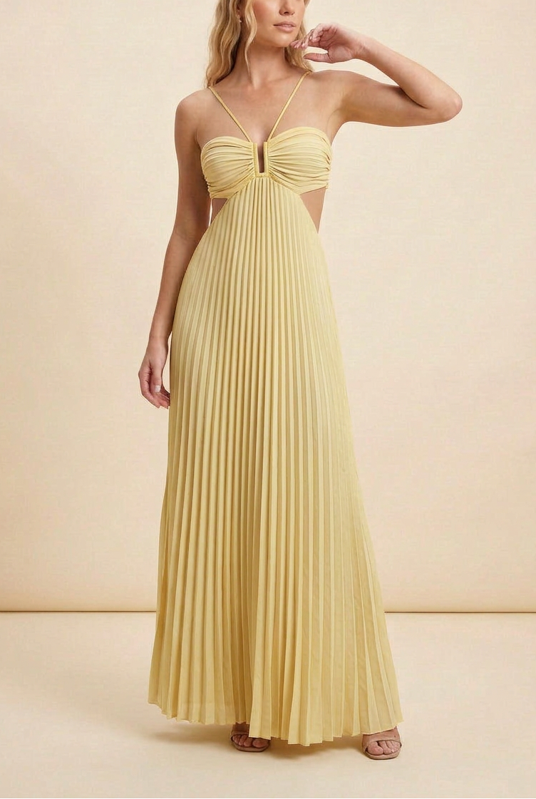 Elegant Maxi Dress Long Dress with Pleated Bodice | Perfect for Formal Events