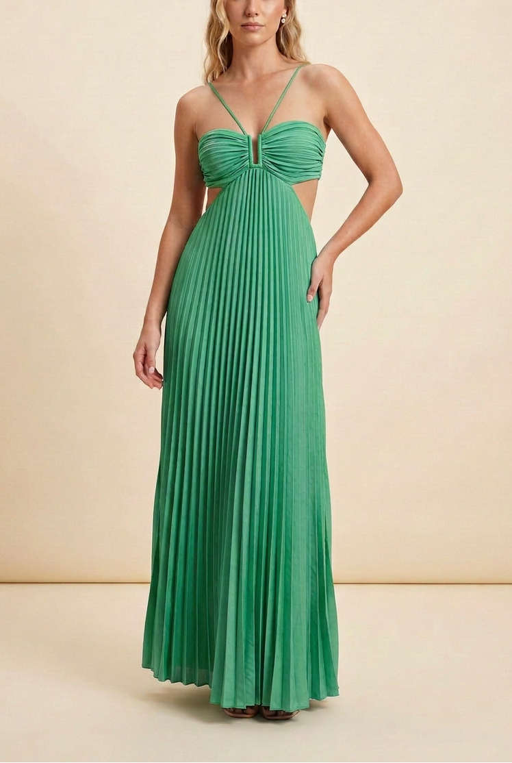 Elegant Maxi Dress Long Dress with Pleated Bodice | Perfect for Formal Events