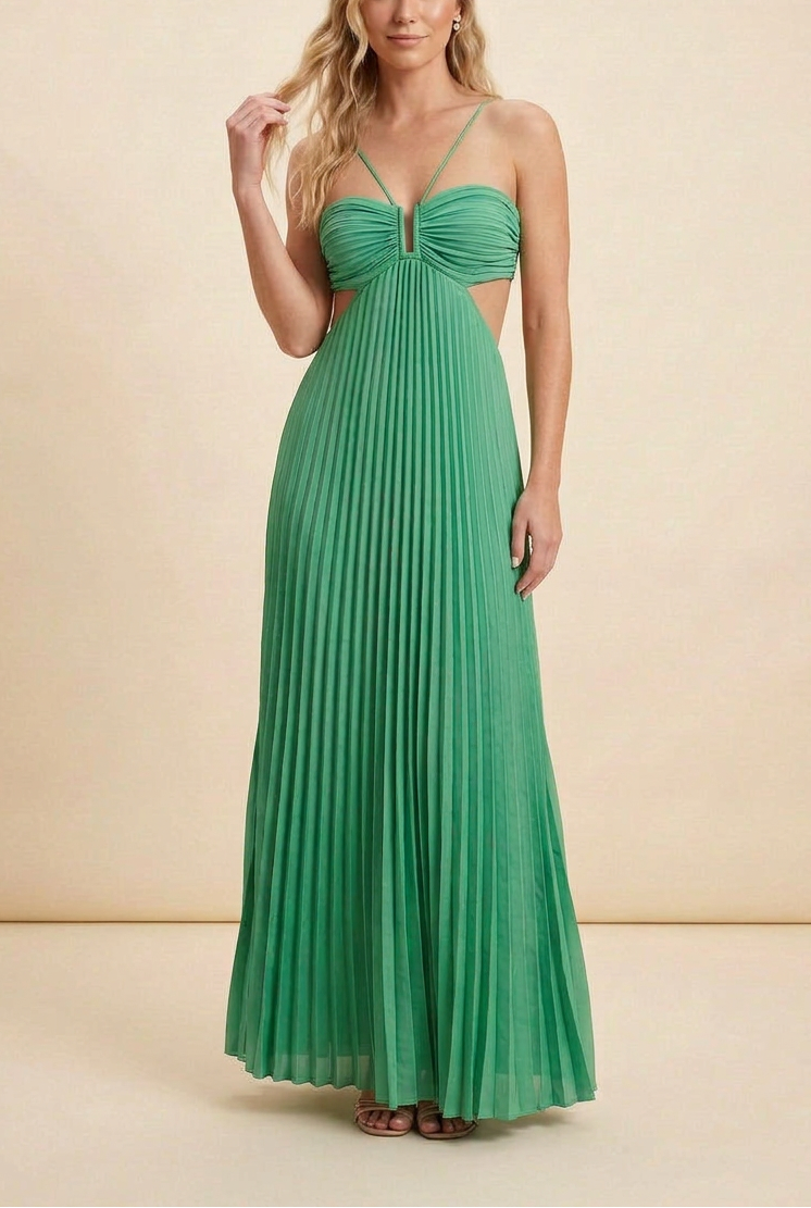 Elegant Maxi Dress Long Dress with Pleated Bodice | Perfect for Formal Events