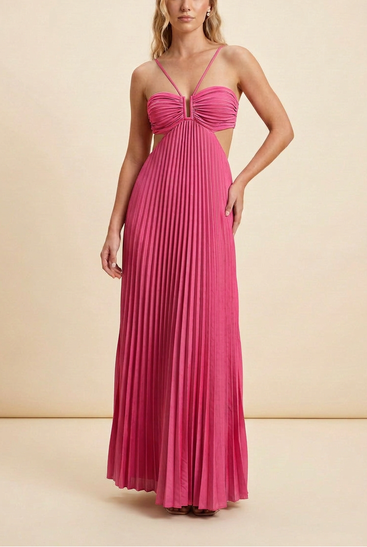 Elegant Maxi Dress Long Dress with Pleated Bodice | Perfect for Formal Events