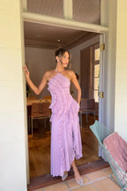 Elegant Maxi Dress | Pleated Ruffled Design for Effortless Style | Sleeveless Midi Dress for Summer Events
