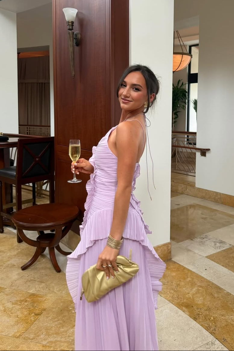 Elegant Maxi Dress | Pleated Ruffled Design for Effortless Style | Sleeveless Midi Dress for Summer Events
