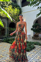 Elegant Maxi Dress | Strapless Long Dress with Pleated Detail | Timeless Style for Special Occasions