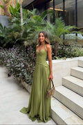 Elegant Maxi Dress with Lace Corset Bodice & Flowing Skirt for Women | Timeless Long Dress for Special Occasions