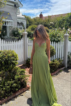 Elegant Maxi Dress with Lace Corset Bodice & Flowing Skirt for Women | Timeless Long Dress for Special Occasions