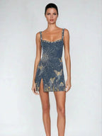 Elegant Mini Dress | Women's Cocktail Dress with Beaded Butterfly Design | Stunning Fit for Night Outs