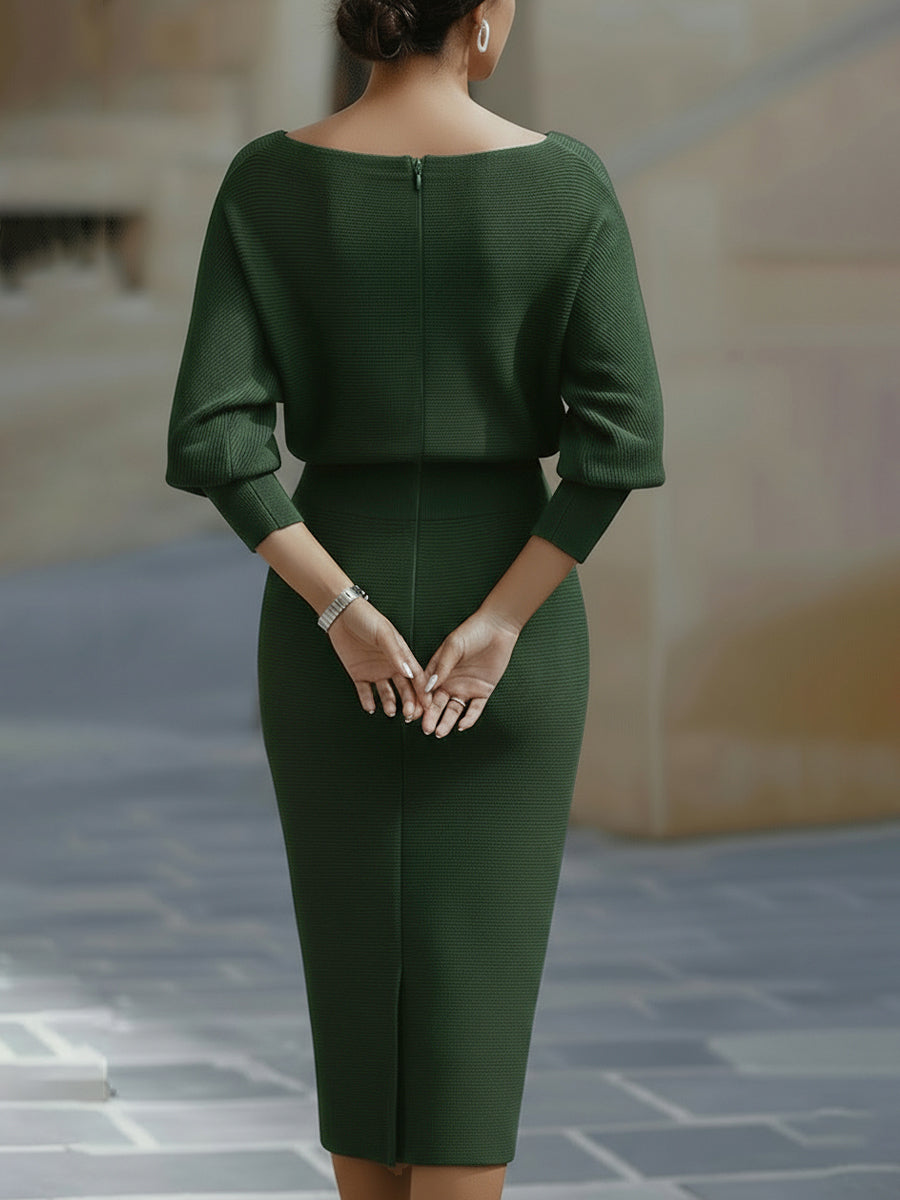 Elegant White Dress | Women's Midi Cocktail Dress with Draped Cowl Neckline | Timeless Style for Formal Occasions