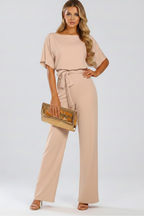 Elegant Women's Jumpsuit with Belt & Wide Legs | Stylish Design for Effortless Comfort
