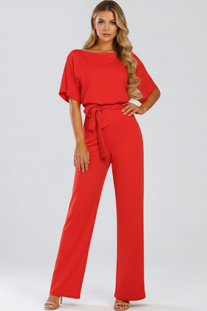 Elegant Women's Jumpsuit with Belt & Wide Legs | Stylish Design for Effortless Comfort